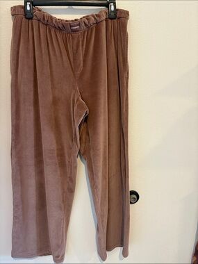 Brown Wide leg velour Sweatpants with Spandex waistband